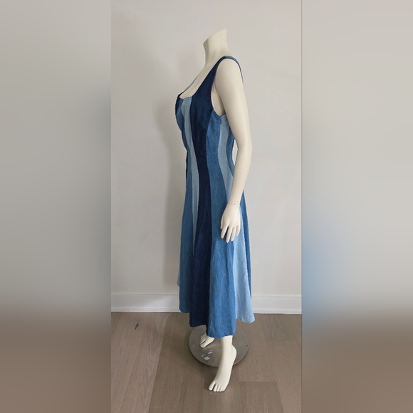 NWT Anthropologie Farm rio denim Colorblock Midi dress Fit & Flare S - Picture 12 of 16